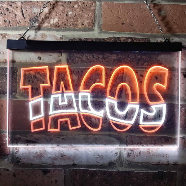 ADVPRO Mexican Tacos Restaurant Bar Dual Color LED Neon Sign st6-i0093 - White & Orange