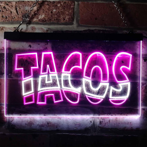 ADVPRO Mexican Tacos Restaurant Bar Dual Color LED Neon Sign st6-i0093 - White & Purple