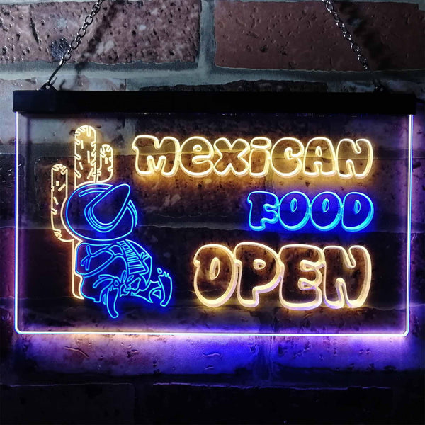 ADVPRO Open Mexican Food Cactus Bar Dual Color LED Neon Sign st6-i0101 - Blue & Yellow