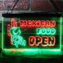 ADVPRO Open Mexican Food Cactus Bar Dual Color LED Neon Sign st6-i0101 - Green & Red