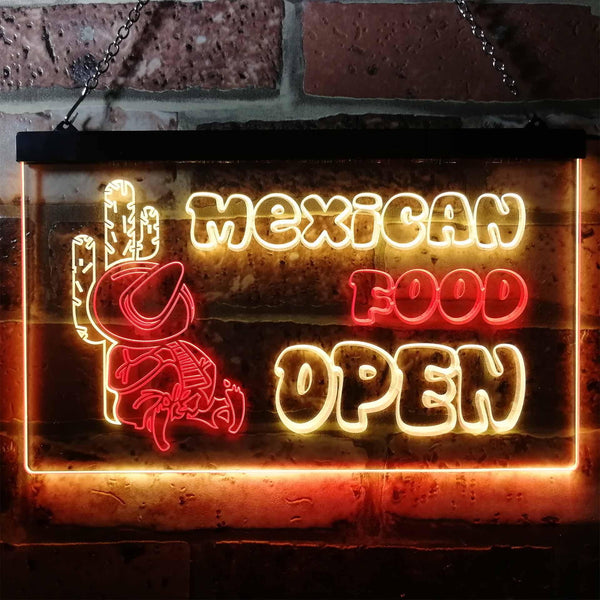 ADVPRO Open Mexican Food Cactus Bar Dual Color LED Neon Sign st6-i0101 - Red & Yellow