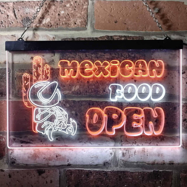 ADVPRO Open Mexican Food Cactus Bar Dual Color LED Neon Sign st6-i0101 - White & Orange