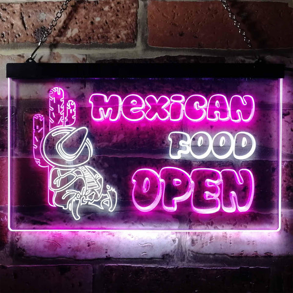 ADVPRO Open Mexican Food Cactus Bar Dual Color LED Neon Sign st6-i0101 - White & Purple