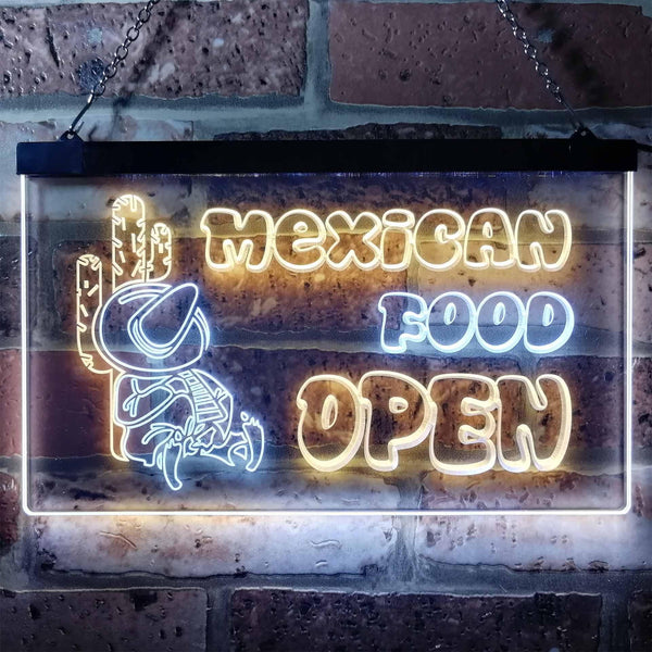 ADVPRO Open Mexican Food Cactus Bar Dual Color LED Neon Sign st6-i0101 - White & Yellow