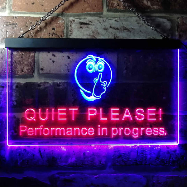ADVPRO Recording Quiet Please Performance in Progress Dual Color LED Neon Sign st6-i0106 - Blue & Red