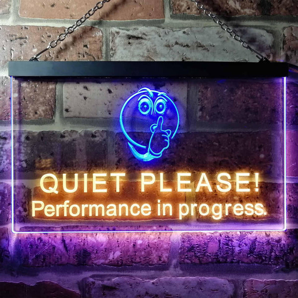 ADVPRO Recording Quiet Please Performance in Progress Dual Color LED Neon Sign st6-i0106 - Blue & Yellow