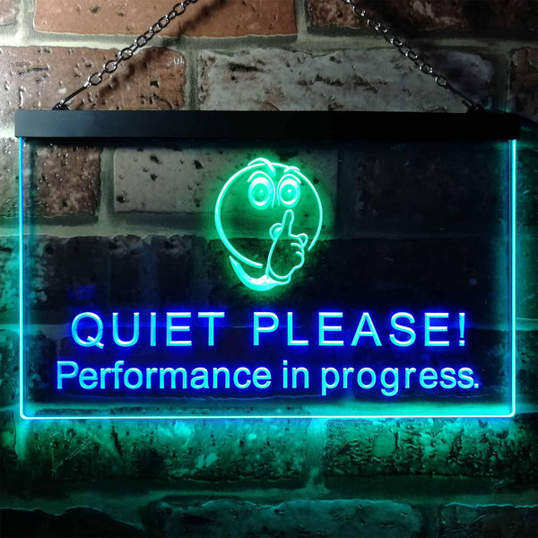 ADVPRO Recording Quiet Please Performance in Progress Dual Color LED Neon Sign st6-i0106 - Green & Blue
