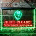 ADVPRO Recording Quiet Please Performance in Progress Dual Color LED Neon Sign st6-i0106 - Green & Red