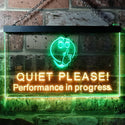 ADVPRO Recording Quiet Please Performance in Progress Dual Color LED Neon Sign st6-i0106 - Green & Yellow