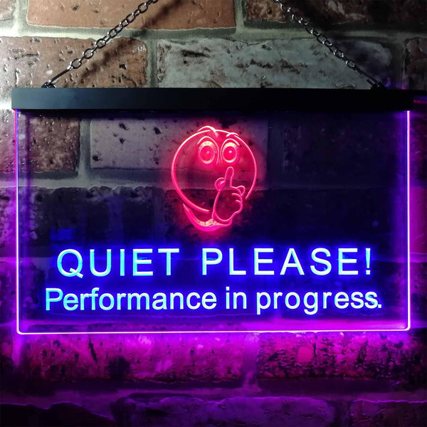 ADVPRO Recording Quiet Please Performance in Progress Dual Color LED Neon Sign st6-i0106 - Red & Blue