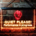 ADVPRO Recording Quiet Please Performance in Progress Dual Color LED Neon Sign st6-i0106 - Red & Yellow