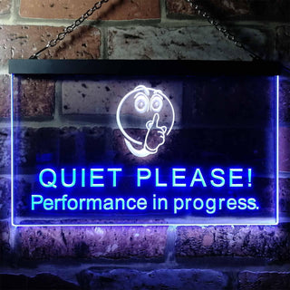 ADVPRO Recording Quiet Please Performance in Progress Dual Color LED Neon Sign st6-i0106 - White & Blue