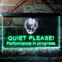 ADVPRO Recording Quiet Please Performance in Progress Dual Color LED Neon Sign st6-i0106 - White & Green