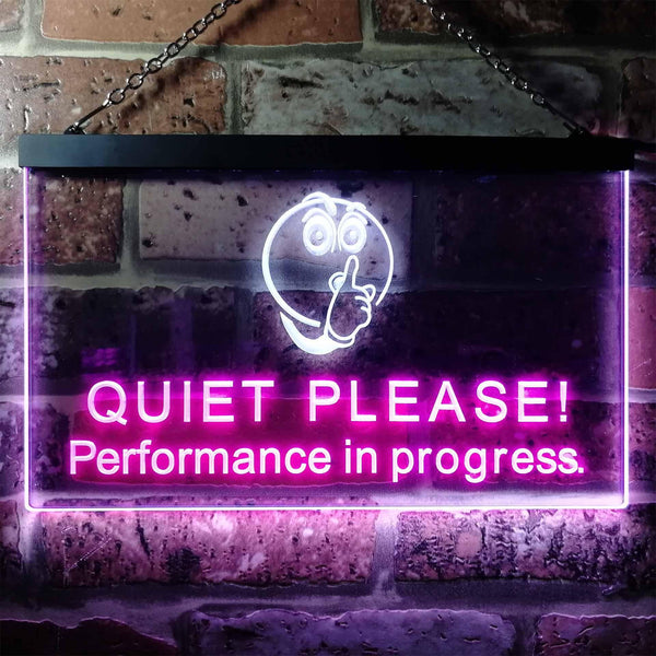 ADVPRO Recording Quiet Please Performance in Progress Dual Color LED Neon Sign st6-i0106 - White & Purple