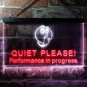 ADVPRO Recording Quiet Please Performance in Progress Dual Color LED Neon Sign st6-i0106 - White & Red