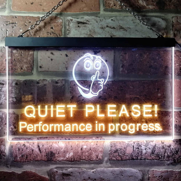 ADVPRO Recording Quiet Please Performance in Progress Dual Color LED Neon Sign st6-i0106 - White & Yellow