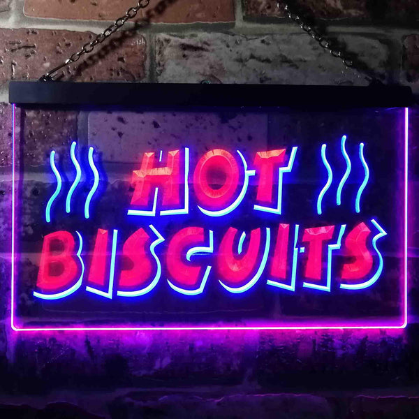 ADVPRO Hot Biscuits Dual Color LED Neon Sign st6-i0117 - Blue & Red