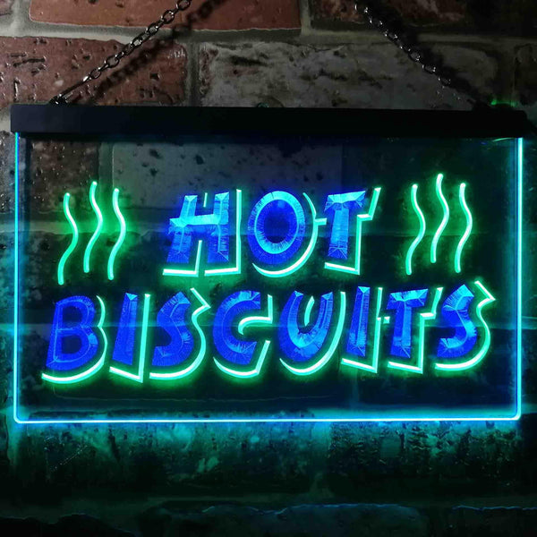 ADVPRO Hot Biscuits Dual Color LED Neon Sign st6-i0117 - Green & Blue