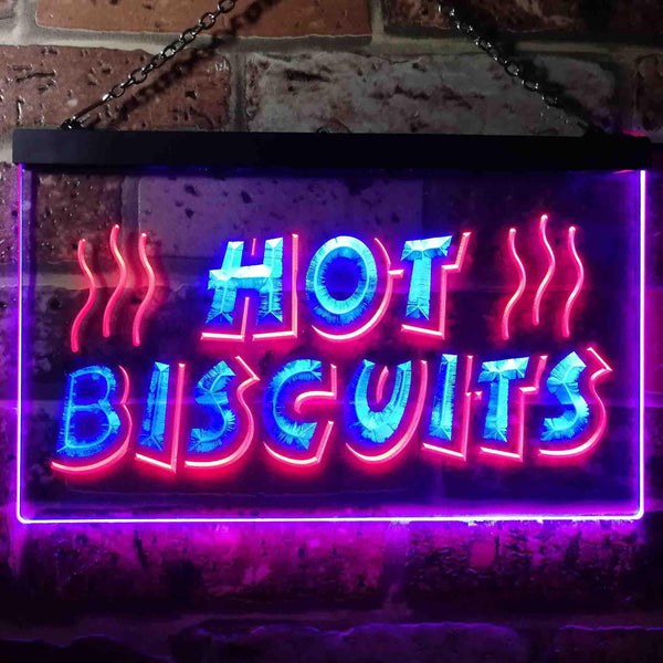 ADVPRO Hot Biscuits Dual Color LED Neon Sign st6-i0117 - Red & Blue