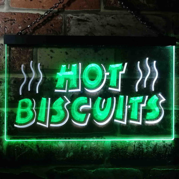 ADVPRO Hot Biscuits Dual Color LED Neon Sign st6-i0117 - White & Green