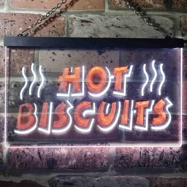 ADVPRO Hot Biscuits Dual Color LED Neon Sign st6-i0117 - White & Orange