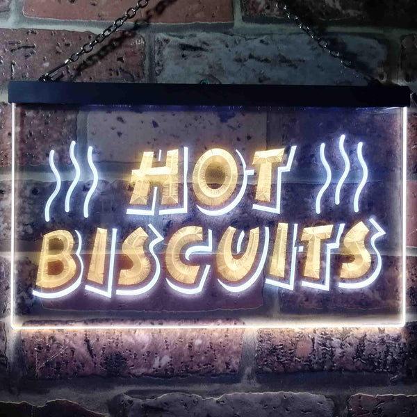 ADVPRO Hot Biscuits Dual Color LED Neon Sign st6-i0117 - White & Yellow