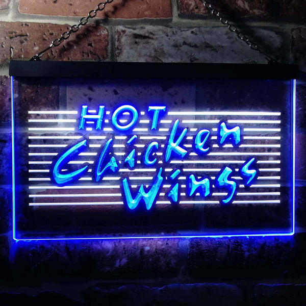 ADVPRO Hot Chicken Wings Dual Color LED Neon Sign st6-i0122 - White & Blue