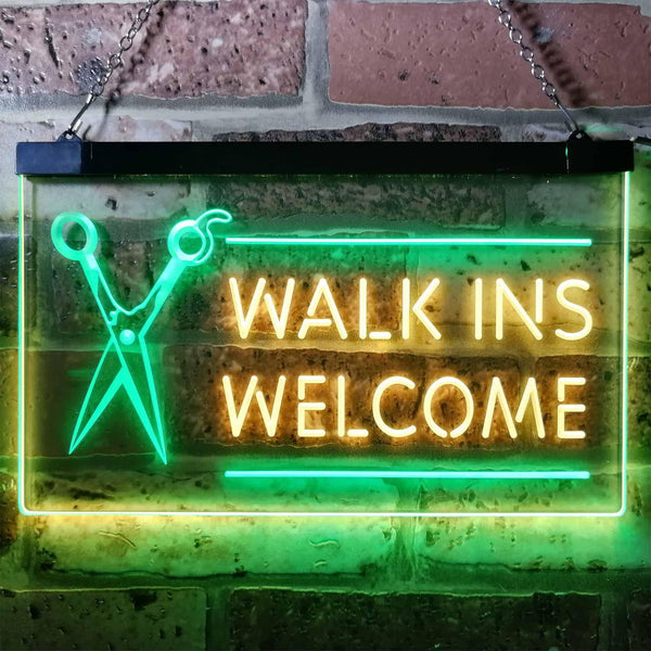 ADVPRO Barber Scissor Hair Cut Walk Ins Welcome Dual Color LED Neon Sign st6-i0128 - Green & Yellow