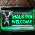 ADVPRO Barber Scissor Hair Cut Walk Ins Welcome Dual Color LED Neon Sign st6-i0128 - White & Green