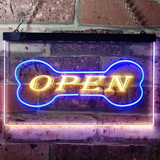 ADVPRO Open Dog Bone Shop Display Dual Color LED Neon Sign st6-i0130 - Blue & Yellow