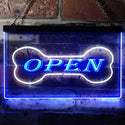 ADVPRO Open Dog Bone Shop Display Dual Color LED Neon Sign st6-i0130 - White & Blue