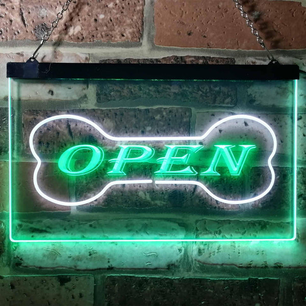ADVPRO Open Dog Bone Shop Display Dual Color LED Neon Sign st6-i0130 - White & Green