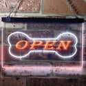 ADVPRO Open Dog Bone Shop Display Dual Color LED Neon Sign st6-i0130 - White & Orange