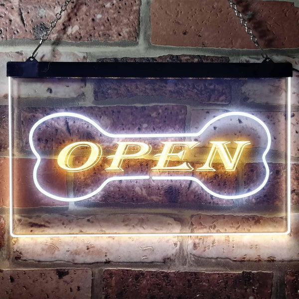 ADVPRO Open Dog Bone Shop Display Dual Color LED Neon Sign st6-i0130 - White & Yellow