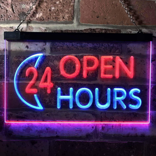ADVPRO 24 Hours Open Moon Display Dual Color LED Neon Sign st6-i0131 - Blue & Red