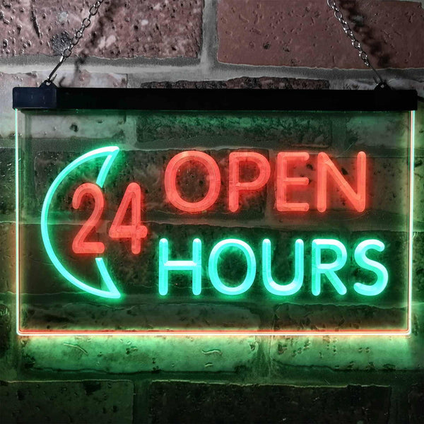 ADVPRO 24 Hours Open Moon Display Dual Color LED Neon Sign st6-i0131 - Green & Red