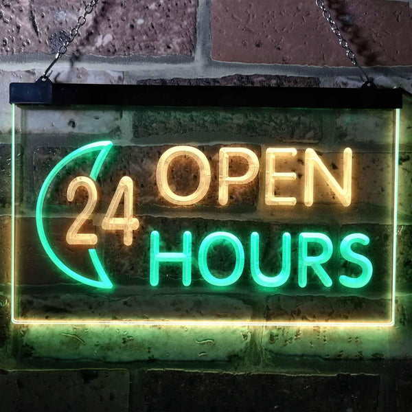 ADVPRO 24 Hours Open Moon Display Dual Color LED Neon Sign st6-i0131 - Green & Yellow