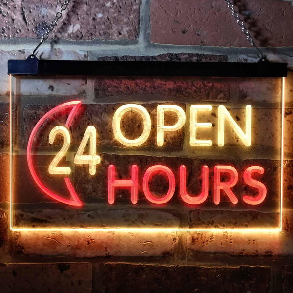 ADVPRO 24 Hours Open Moon Display Dual Color LED Neon Sign st6-i0131 - Red & Yellow