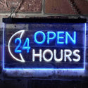 ADVPRO 24 Hours Open Moon Display Dual Color LED Neon Sign st6-i0131 - White & Blue