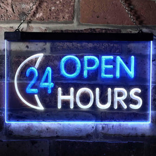 ADVPRO 24 Hours Open Moon Display Dual Color LED Neon Sign st6-i0131 - White & Blue
