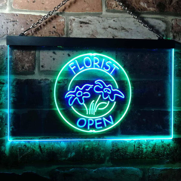 ADVPRO Florist Shop Open Dual Color LED Neon Sign st6-i0133 - Green & Blue