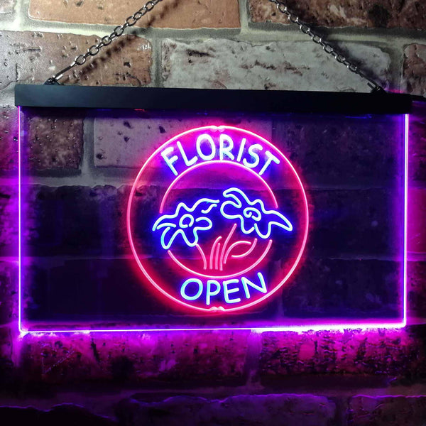 ADVPRO Florist Shop Open Dual Color LED Neon Sign st6-i0133 - Red & Blue