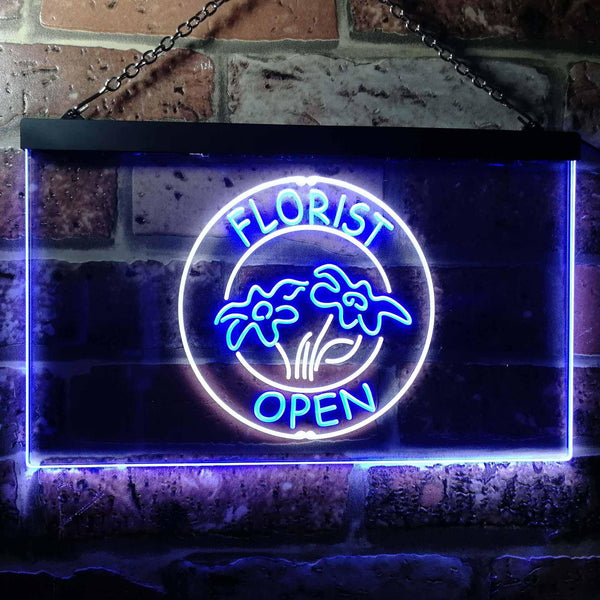 ADVPRO Florist Shop Open Dual Color LED Neon Sign st6-i0133 - White & Blue