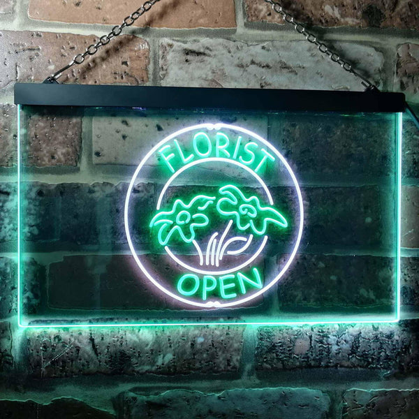 ADVPRO Florist Shop Open Dual Color LED Neon Sign st6-i0133 - White & Green