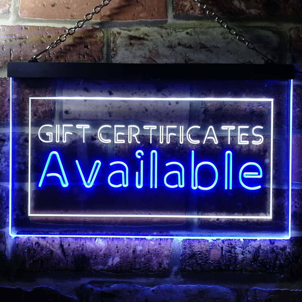 ADVPRO Gift Certificate Available Dual Color LED Neon Sign st6-i0142 - White & Blue