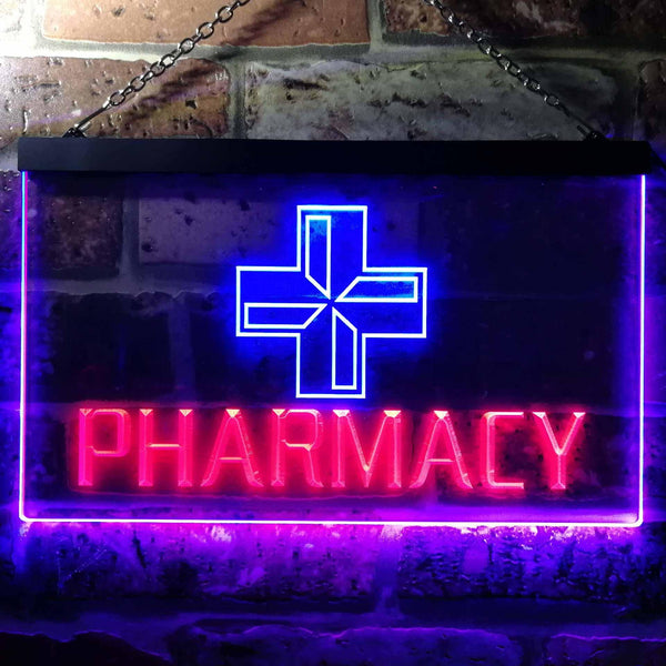 ADVPRO Pharmacy Cross Dual Color LED Neon Sign st6-i0151 - Blue & Red