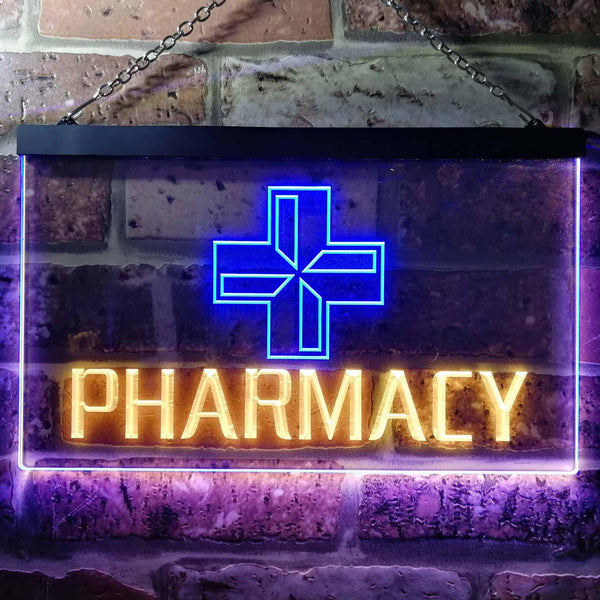 ADVPRO Pharmacy Cross Dual Color LED Neon Sign st6-i0151 - Blue & Yellow