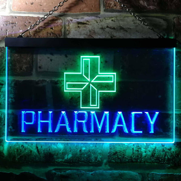 ADVPRO Pharmacy Cross Dual Color LED Neon Sign st6-i0151 - Green & Blue