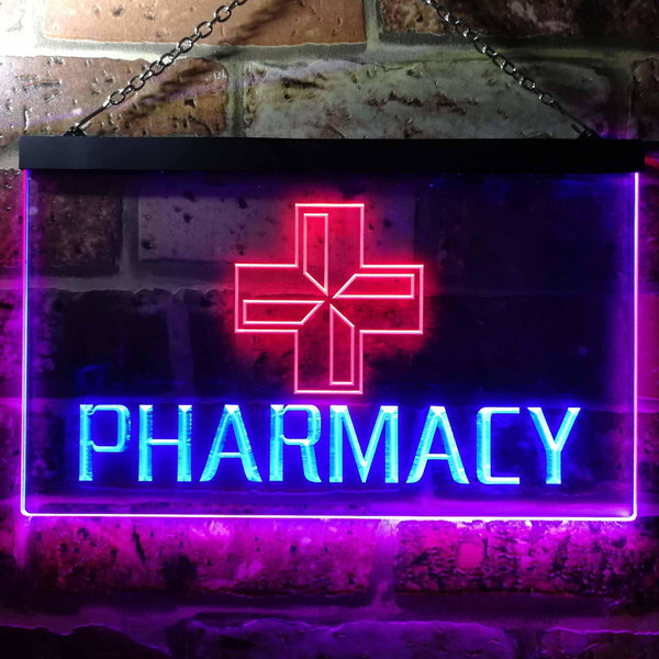 ADVPRO Pharmacy Cross Dual Color LED Neon Sign st6-i0151 - Red & Blue