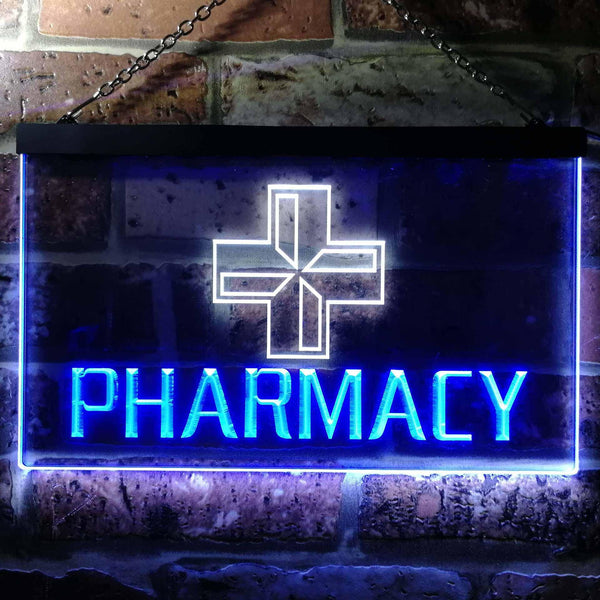 ADVPRO Pharmacy Cross Dual Color LED Neon Sign st6-i0151 - White & Blue